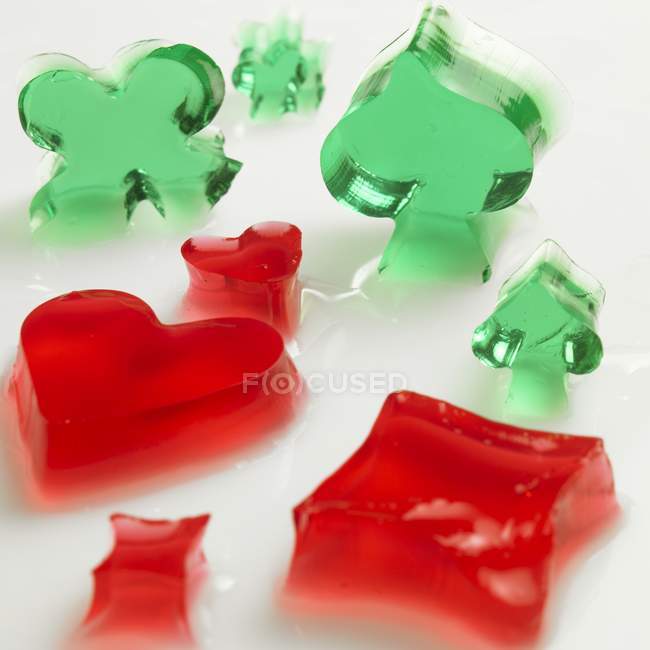 Mermelada verde y jalea de frambuesa roja - foto de stock