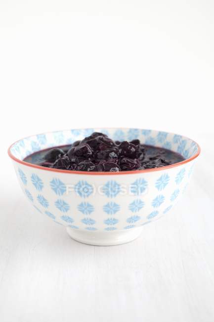 Bowl of blueberry compote — Stock Photo