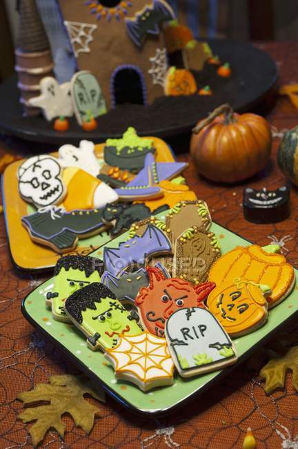 Festive Decorated Halloween Cookies — Stock Photo