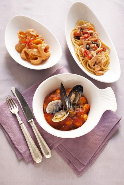 Espaguete, bucatini e nhoque — Fotografia de Stock