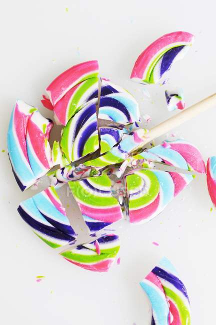 Broken Swirled Lollipop — Stock Photo
