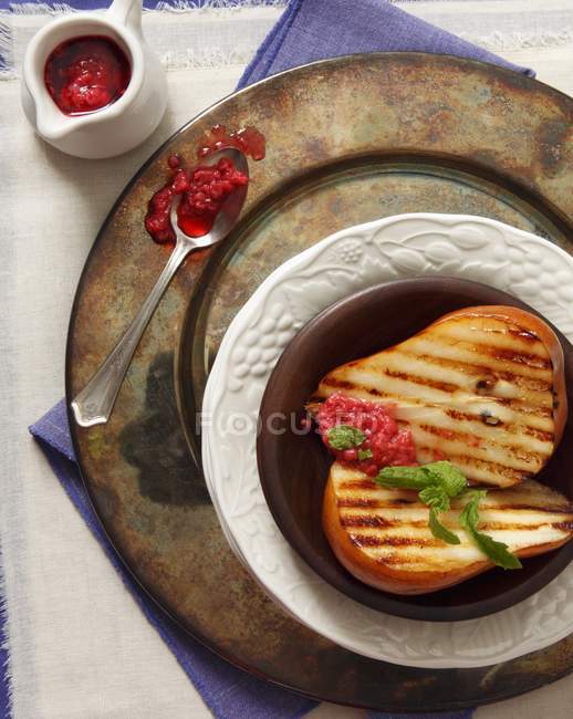 Grilled Pears with Compote — Stock Photo