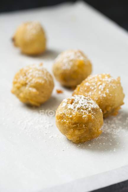Closeup view of Beignets with powdered icing sugar — Stock Photo