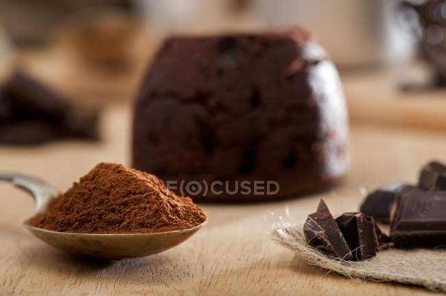 Budino centrale fondente al cioccolato — Foto stock