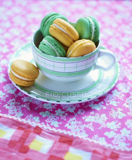 Green and yellow macaroons — Stock Photo