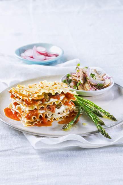 Portion de lasagne à la viande — Photo de stock