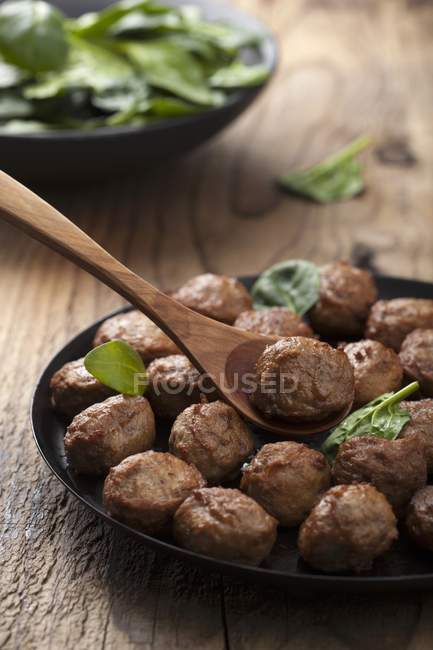 Meatballs in frying pan — Stock Photo