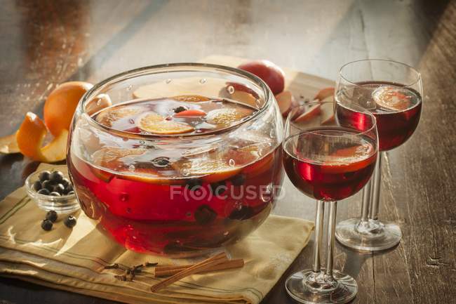 Fruity Punch with Cinnamon Sticks — Stock Photo