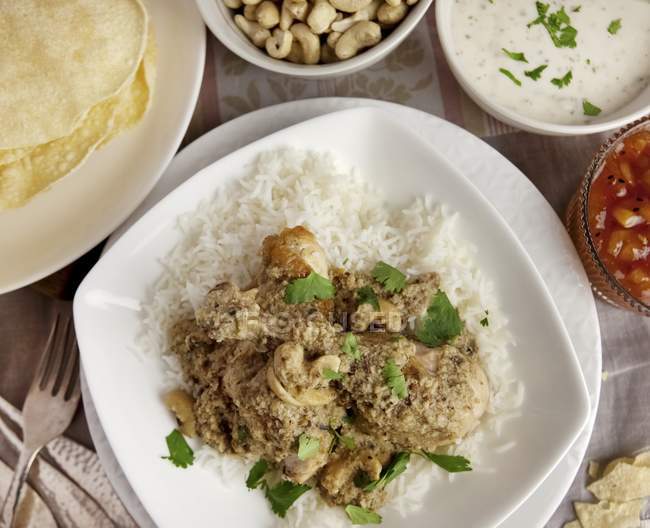 Pollo al curry con riso — Foto stock