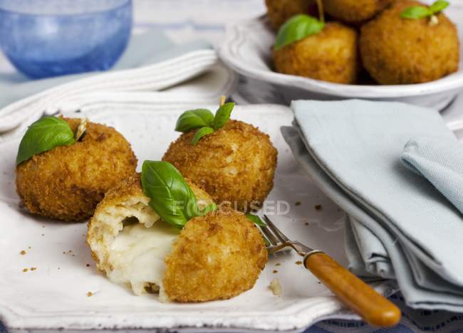 Arancini rice balls with cheese — Stock Photo