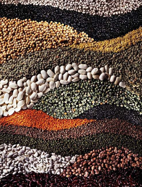 Assorted pulses arranged in waves — Stock Photo