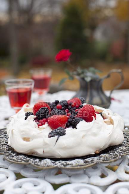 Pavlova gâteau aux baies — Photo de stock