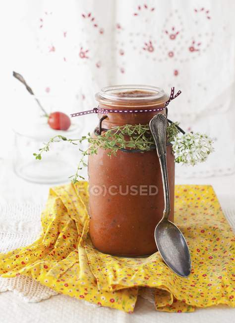 Jar of Homemade Gazpacho — Stock Photo