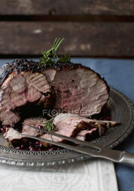 Roasted Lamb with Herbs — Stock Photo