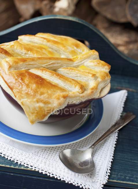 Beef Pie with Puff Pastry — Stock Photo