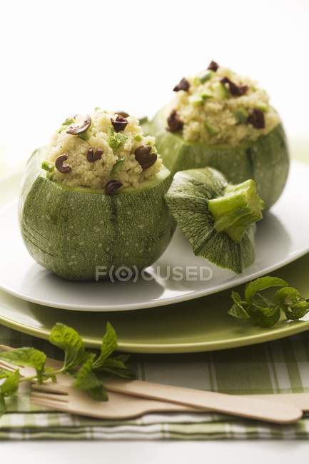 Courgettes with couscous and olive stuffing — Stock Photo