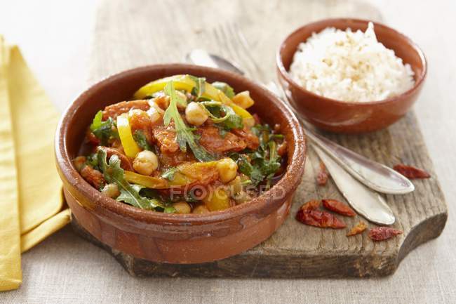 Chickpea stew and rice — Stock Photo