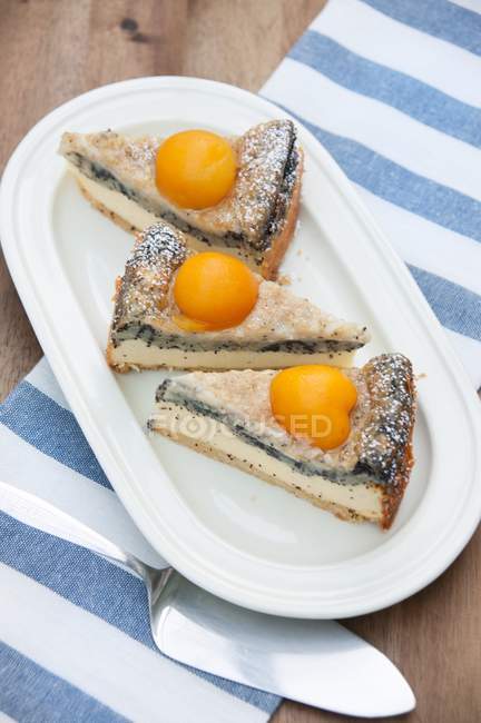 Apricot and poppy seed cake — Stock Photo