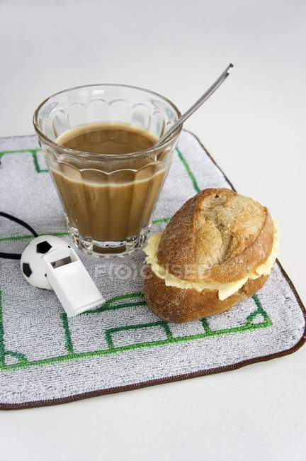 Сніданок кави і хліба — стокове фото