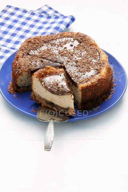 Coffee cheesecake on plate — Stock Photo