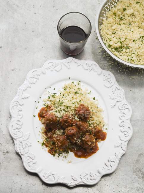 Spiced meatballs with couscous — Stock Photo