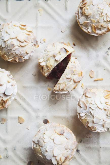 Almond pies with cherry filling — Stock Photo