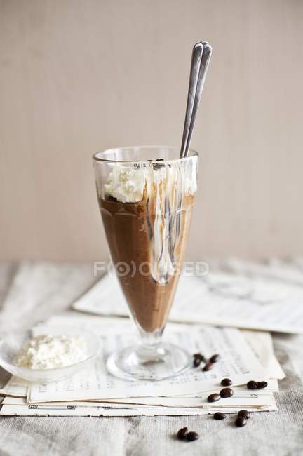 Coffee mousse with cream — Stock Photo