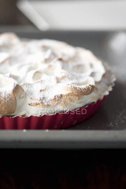 Meringue tart with icing sugar — Stock Photo