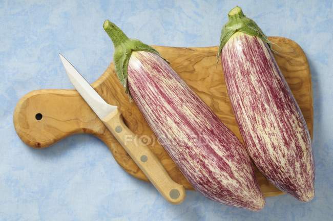Fresh striped aubergines — Stock Photo