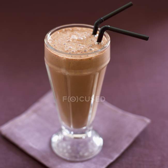 Chocolate milkshake in glass — Stock Photo
