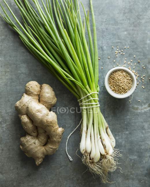 Fresh Ginger and Seeds — Stock Photo