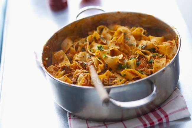 Pappardelle bolognese pasta — Stock Photo