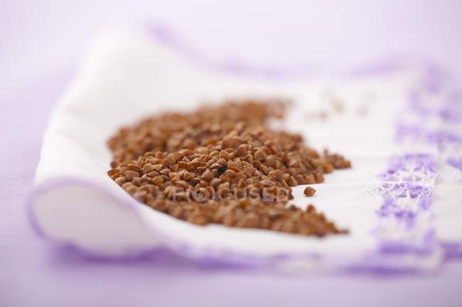 Buckwheat on a tea towel — Stock Photo
