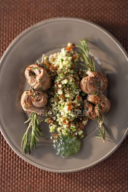 Rosemary skewers with lamb — Stock Photo