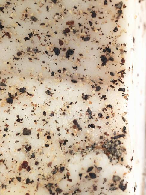 Closeup view of Lardo surface with spices — Stock Photo