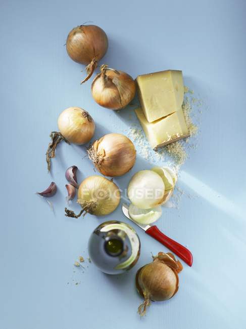 Ingredientes para sopa de cebola — Fotografia de Stock