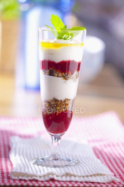 Layered dessert with jam — Stock Photo