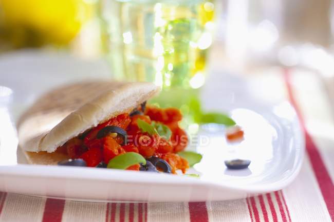 Grilled sandwich with tomatoes — Stock Photo