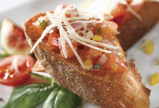 Tomato and pepper bruschetta — Stock Photo