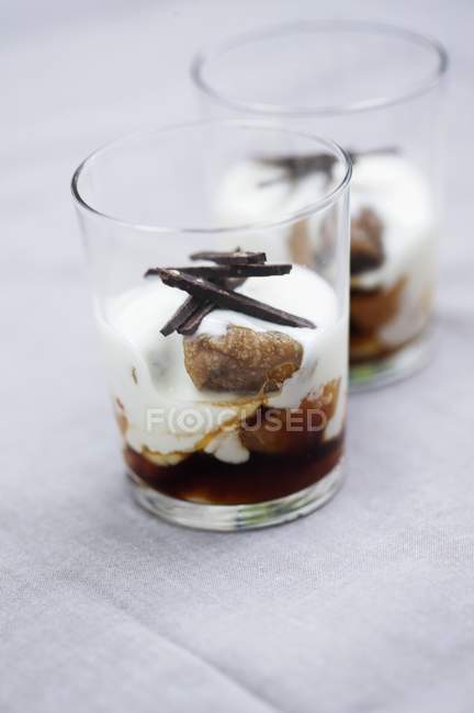Dried fruit with milk puddings — Stock Photo