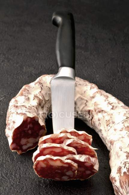 Salami en rodajas francesas - foto de stock