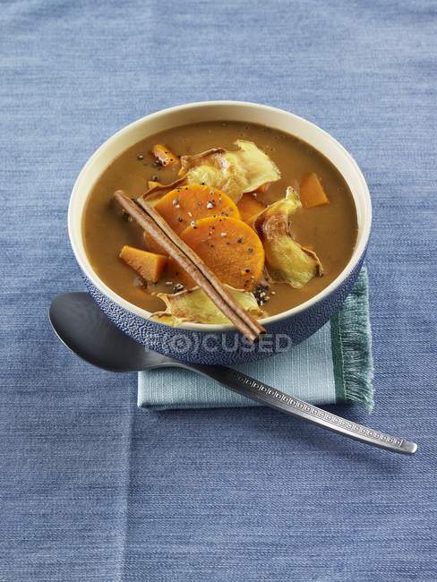Autumn bread soup with sweet potatoes — Stock Photo
