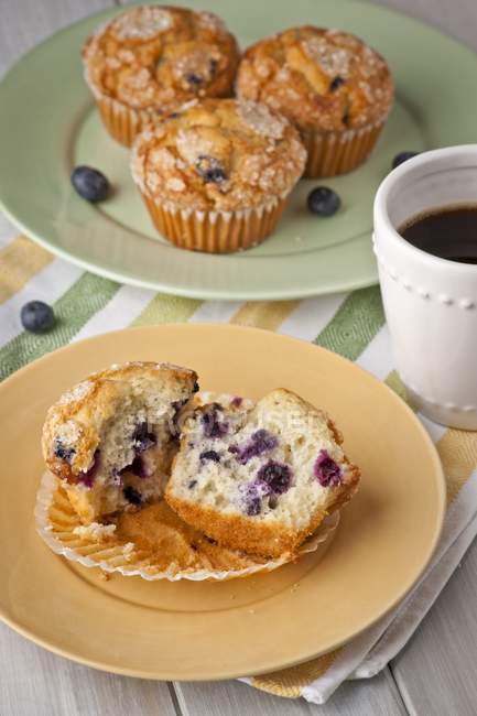 Halved Blueberry Muffin — Stock Photo