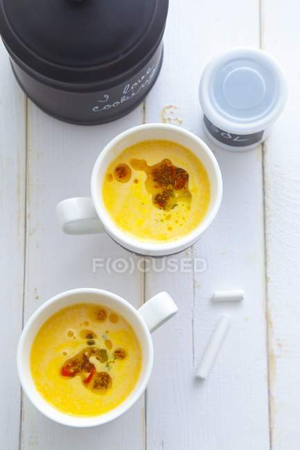 Carrot soup with olive oil — Stock Photo