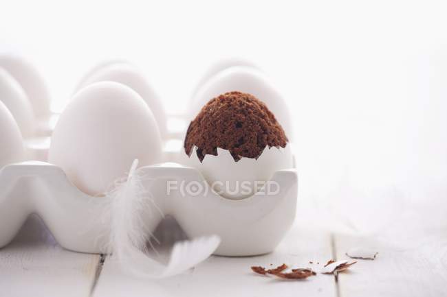 Bolos de chocolate em cascas de ovos — Fotografia de Stock