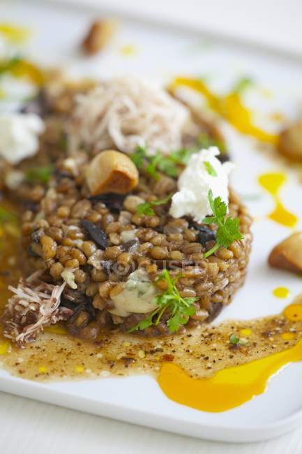 Oat risotto with mushrooms — Stock Photo