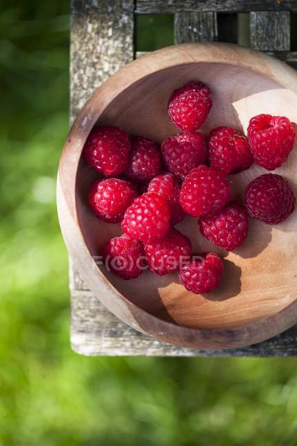 Bowl of fresh raspberries — Stock Photo
