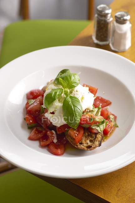 Bruschetta com tomates de videira — Fotografia de Stock