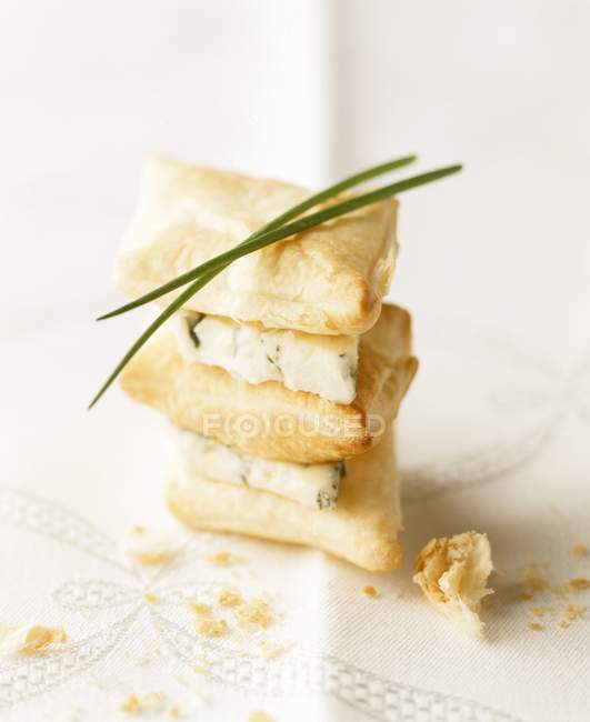 Stack of puff pastry parcels — Stock Photo