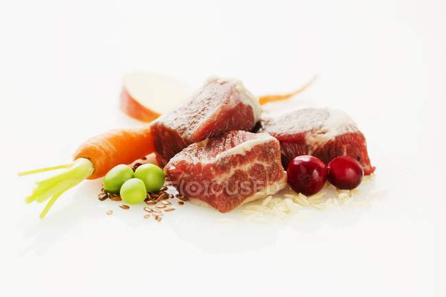 Lamb Cubes with vegetables and spices — Stock Photo